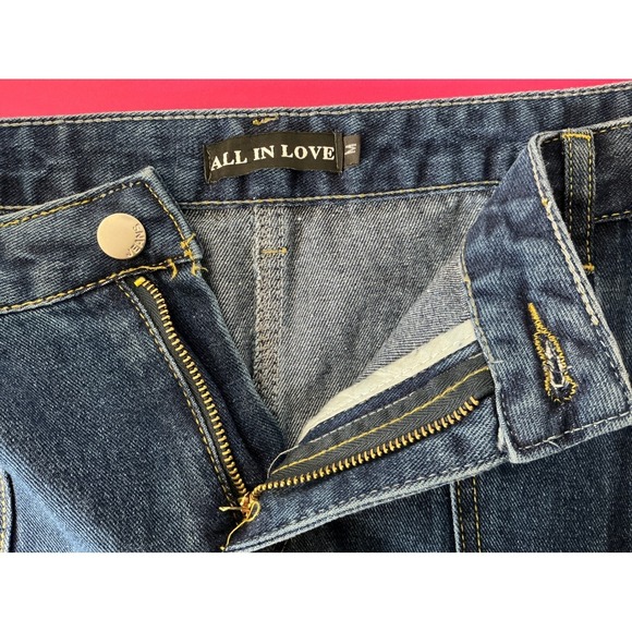 ALL IN LOVE Denim Maxi Skirt Size M Distressed Frayed Hem Blue Boho Punk Rock - Picture 4 of 6